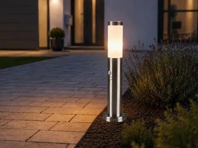 Produktbild von Edelstahl Sockelleuchten mit Bewegungsmelder Stehlampen für draußen Wegeleuchten