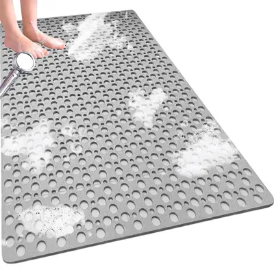 Image de Tapis de douche antidérapant, anti-moisissure, gris, 120 x 80 cm, lavable en machine