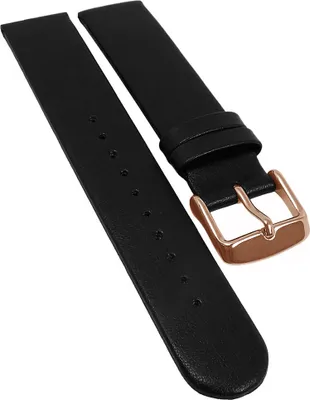 Produktbild von Minott Vegan Uhrenarmband schwarz glatt gleichlaufend Apfelfaser, Stegbreite:16mm, Schließe:Roséfarben