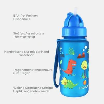 Imagen del producto de Botella de agua Littlelife, diseño de dinosaurios, 400 ml