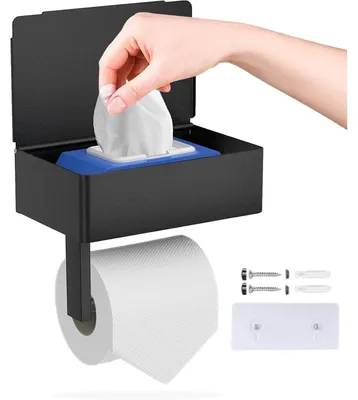 Imagen del producto de Soporte para papel higiénico - Caja para toallitas húmedas - Acero inoxidable -