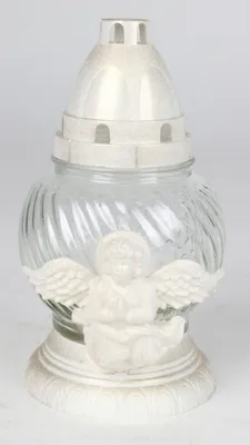 Image de 6x bougies funéraires ange verre blanc bougies luminaires cimetière bijoux lanterne brûleur