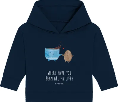 Produktbild von Mr. & Mrs. Panda Organic Baby Hoodie Kaffee Bohne 24. - 36. Monat - French Navy - Geschenk, Genuss, Zufriedenheit, Kaffeebohne, Glück, Kapuzensweatshirt, Kapuzenshirt