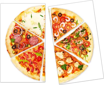 Produktbild von Spritzschutz Herdabdeckplatte Schneidebrett aus Glas Pizzaecken 2-Teilig (60x52cm)