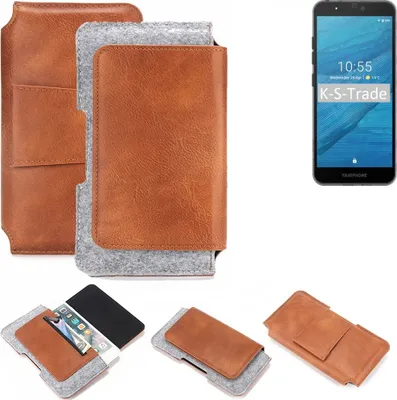 Produktbild von K-S-Trade Handyhülle Schutzhülle kompatibel mit Fairphone Fairphone 3 Gürteltasche Holster Gürtel Tasche Smartphone Tasche Handy Hülle Polyurethan+ Filz,