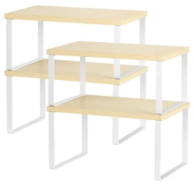 Produktbild von Elzusha – Set aus 4 stapelbaren Küchenschubladen-Organisatoren mit Holzablage