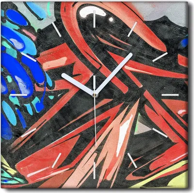 Produktbild von Coloray Uhr auf Leinwand 30x30 cm Wand Uhr Dekoration Wohnzimmer Segeltuch weiße Zeiger -City Street Graffiti.