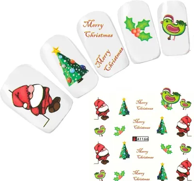 Produktbild von Tattoo Nail Art Nikolaus Santa Weihnachten Weihnachtsmann Aufkleber Nagel Sticker