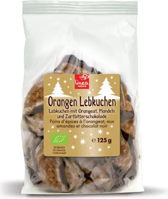 Produktbild von Orangen Lebkuchen mit Zartbitterschokolade 125g