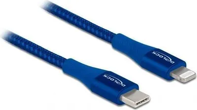 Immagine prodotto di DELOCK DeLOCK Cavo dati e ricarica da USB Type-C a Lightning per iPhone, iPad e iPod blu 1 m MFi