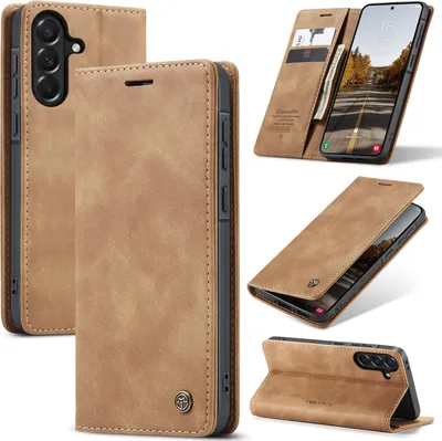 Produktbild von Hülle für Samsung Galaxy A37 Retro Kunstledertasche mit Standfunktion Schutzhülle Braun