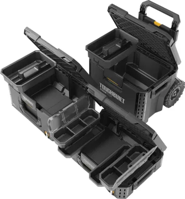 Produktbild von Toughbuilt STACKTECH TB-B1S3-B-70R Werkzeugkisten Set mit Rollen 3 tlg. IP65 86 x 56 x 40 cm
