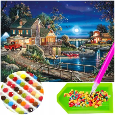 Produktbild von Artelo Diamantmalerei Set Landschaft Nachtbauernhof 5D