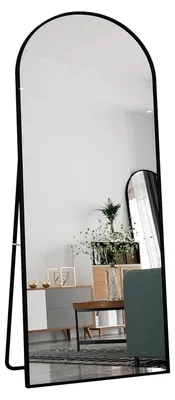 Produktbild von Ganzkörperspiegel - Standspiegel - 180×80 cm - Wand- oder bodenstehend - Metallrahmen - Schwarz