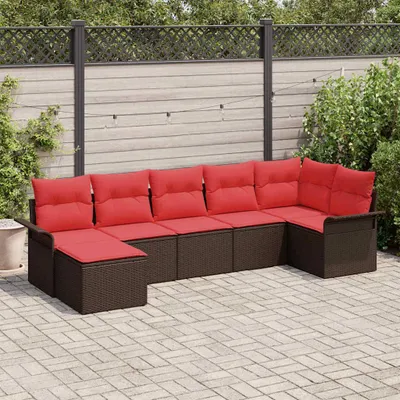 Produktbild von Möbel Gartensofa-set mit Kissen Braun Poly-RattanGartenmöbelgarnituren - Gartenmöbelgarnituren c55