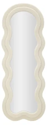 Obrázok produktu pre Nástenné zrkadlo Teddy Wavy v krémovej farbe z bouclé, 67 x 166 cm