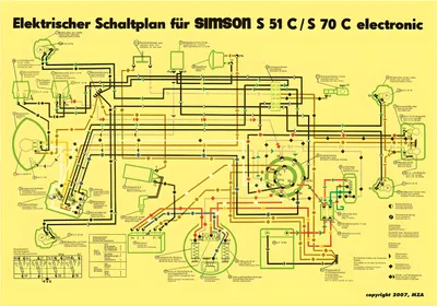 Obrázek produktu pro Schéma obvodu Barevný plakát (40x57cm) Simson S51, S70 C 6V Electronics