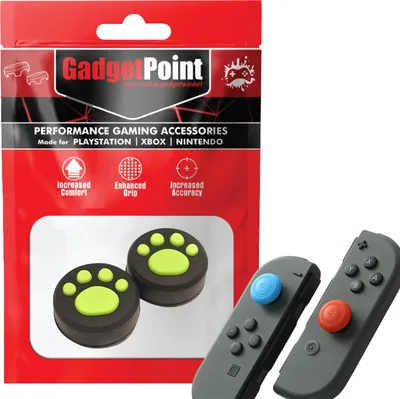 Produktbild von Thumbgrips - Thumb Grips voor Nintendo Switch Joy-Con Controllers - Gaming Thumbgrips - Performance Anti-Slip Thumbsticks - Bescherming Accessoires - Pootjes - Zwart/Lichtgroen -