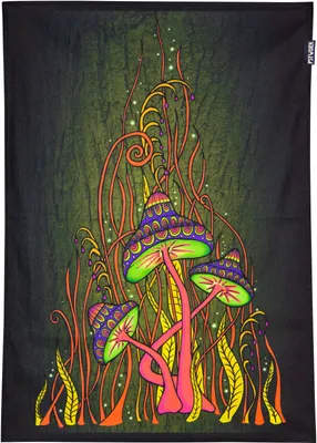 Produktbild von PSYWORK Schwarzlicht Stoffposter Neon "Magic Mushroom Pink", 0,5x0,7m