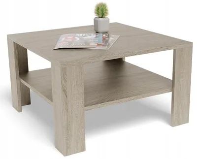 Produktbild von MATKAM Elegante Couchtisch 68x68 cm NIEDRIG EX3, Minimalistisches Design, ideal für Wohn- und Arbeitsräume,  einfache Montage (Sonoma Eiche)