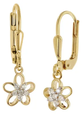 Produktbild von trendor Damen-Ohrringe Blume 925 Silber Vergoldet Zirkonia-Ohrhänger 31047