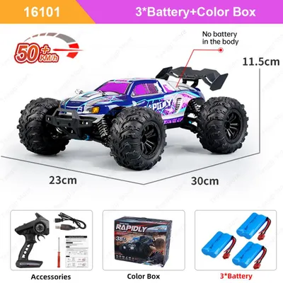 Produktbild von Ferngesteuertes RC-Auto - 16101 Pro - Maßstab 1:16 - 4WD - LED-Beleuchtung - Drift - Bis 70 km/h - Violett