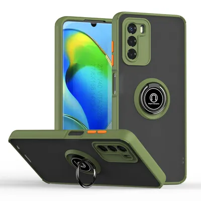 Obrázek produktu pro Pouzdro pro Motorola Moto G42 matné průsvitné TPU pouzdro s prstencovým držákem a stojánkem Armádní zelená