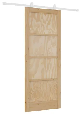 Zdjęcie produktu dla Drzwi przesuwne vidaXL w kolorze naturalnym i białym, 86 x 211 cm, z litego drewna sosnowego