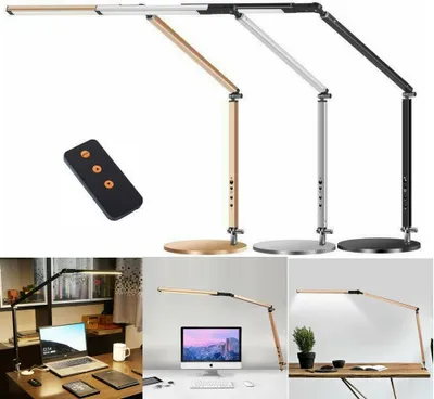 Produktbild von Klappbare Schreibtischlampe mit langem Arm zum Lesen Clip-on LED-Tischleuchte 360° + Fernbedienung (Golden )