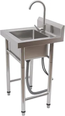 Produktbild von Einzelne Küchenspüle aus Edelstahl, mobiles gewerbliches Spülbecken für Restaurants, freistehendes Waschbecken für Werkstätten und Bauernhäuser