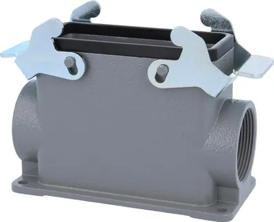 Image de HARTING Han 16B Boîtier de socle haut, 1xPG29 sortie de câble latérale, avec 2 étriers transversaux Raccord vissé PG29 Zone de serrage