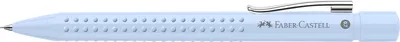 A light blue Faber-Castell mechanical pencil is shown against a white background.