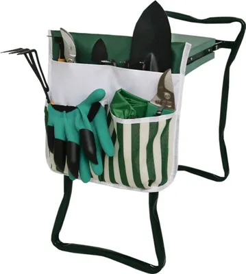 Image de Banc de jardin Sac à outils, Couleur:Vert Blanc Rayé