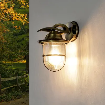 Produktbild von Wandlampe außen E27 IP64 Hof Terrasse Messing Maritim Außenlampe Wand