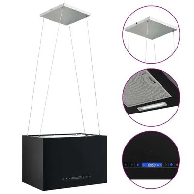 Zdjęcie produktu dla Wiszący okap nad wyspę, dotykowy LCD, 55 cm, stalowy