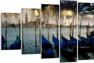 Produktbild von Bild auf Leinwand - Leinwandbild - Gondel Wasser Kanal - 150x100cm - Wand Bild - Wanddeko - Leinwanddruck - Bilder - Kunstdruck - Wanddekoration - Leinwand bilder - Wandkunst - EG150x100-0250