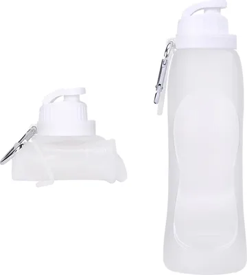 Obrázok produktu pre Skladacia fľaša na vodu 500 ml - Prenosná športová fľaša na pitie bez BPA - Nepriepustný dizajn na teplé a studené nápoje - Ideálna na outdoorové športy a cestovanie - Biela