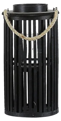 Produktbild von Laterne aus Weidenholz und Glas für Innen- und Außenbereich, Höhe: 40 cm, schwarz