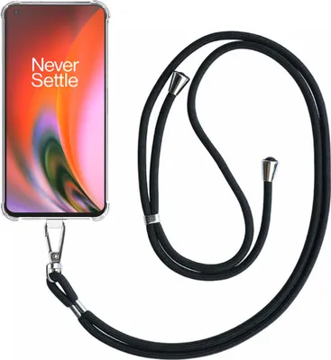 Produktbild von Handytasche passend für OnePlus Nord 2 Transparent ShockProof mit abnehmbarem Universal-Telefon-Lanyard - Cover Case Silikon ShockProof mit Lanyard - Smartphonics