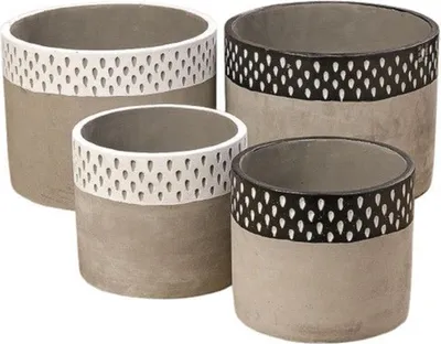 Produktbild von Pflanztopf Lyrical Beton weiß/schwarz 2er Set