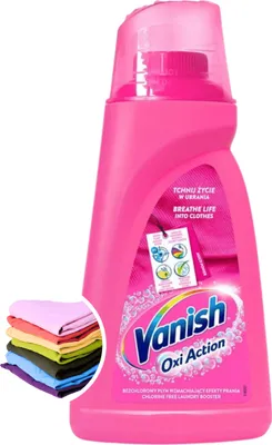 Zdjęcie produktu dla Odplamiacz VANISH OXI ACTION PINK do kolorowych tkanin płyn butelka 1L