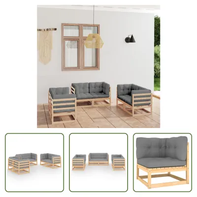 Produktbild von The Living Store 6-tlg. Garten-Lounge-Set mit Kissen Kiefer Massivholz