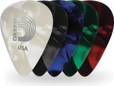 Produktbild von D'Addario Plektrum - Plektren Gitarre - Pearl Celluloid Guitar Picks - Gitarren Plektrum - 1CAP2-100 - Assorted, Light - 100-Stück