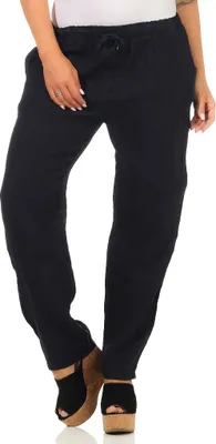 Produktbild von Mississhop 334 Damen Leinenhose Freizeithose 100% Leinen Hose elegante Stoffhose Dunkelblau S