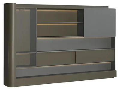 Produktbild von Büroschrank Regalwand Modern Schwarz Grau LED Beleuchtung Aktenschrank Stauraum