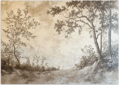 Produktbild von Vlies fototapete Wald Natur Bäume 100x70 cm Feeby Beige inkl. Kleber einfache Montage