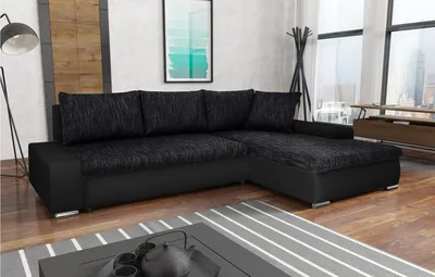 Produktbild von L-Form Ecksofa TEO mit Bettkasten Schlaffunktion, Schlafecke - Sofa Webstoff Kunstleder, Ecke (Stoff: berlin 02 + madryt 1100, Seite: rechts)