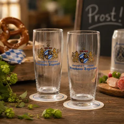 Produktbild von Herzoglich Bayerisches Brauhaus Tegernsee Bierglas 0,25 l - 2er Set | Original Weißbier-/Pilsgläser mit Brauerei-Dekor