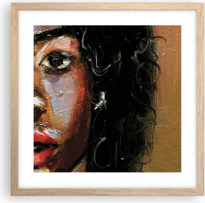 Produktbild von Gerahmtes Poster - Rahmen in heller Eiche - Pastos Porträt afrikanisch - 40x40 cm - Wand Bild - Wanddeko - Wandbilder - Kunstposter - Wandposter - Bilderrahmen - Bilder - Kunstdruck - P2NAC40x40-4674