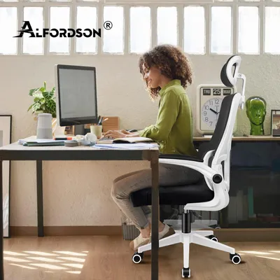 Produktbild von ALFORDSON Ergonomischer Bürostuhl, Selbstanpassende Lendenstütze, Abnehmbare Kopfstütze, S-Kurven Design, Atmungsaktives Netz, 120° Neigungsverstellun